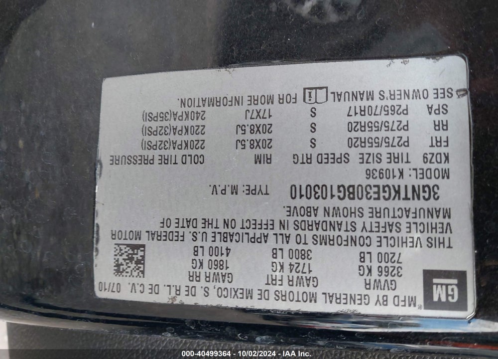 2008 CHEVROLET TAHOE LTZ VIN: 1GNFC13038R256781