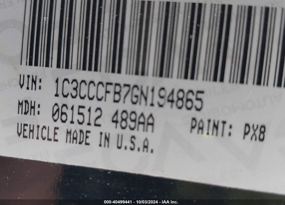 2016 CHRYSLER 200 TOURING VIN: 1C3CCCFB7GN194865