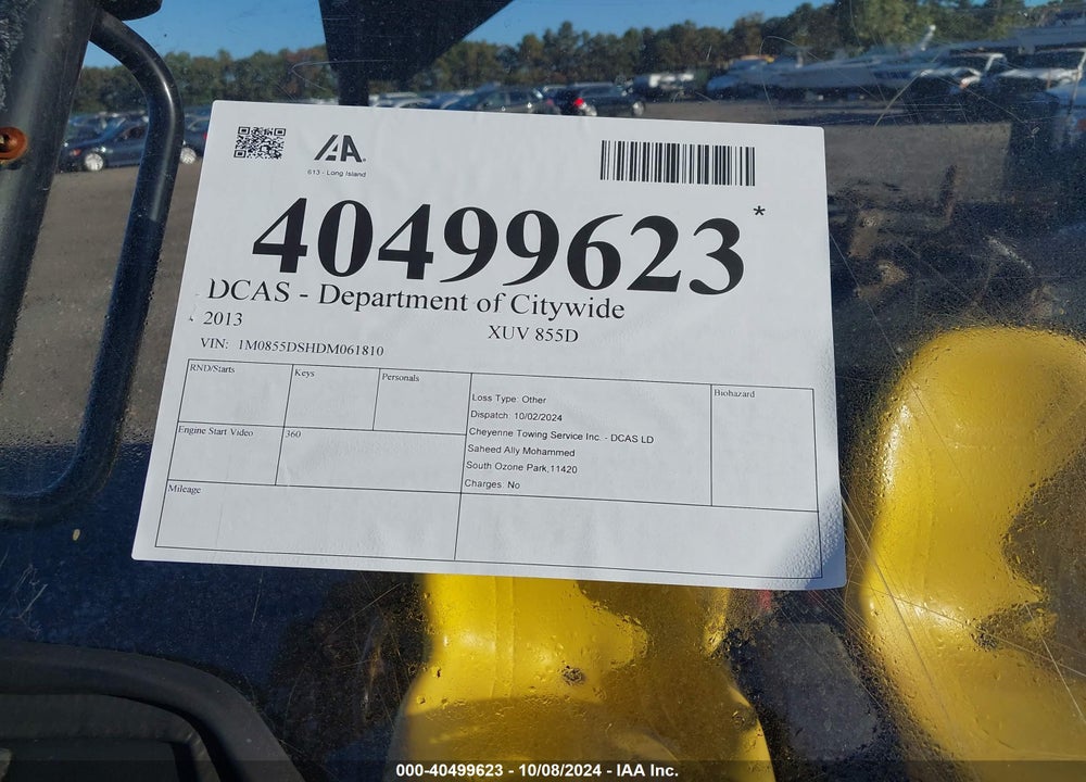 2013 UNKNOWN XUV 855D VIN: 1M0855DSHDM061810