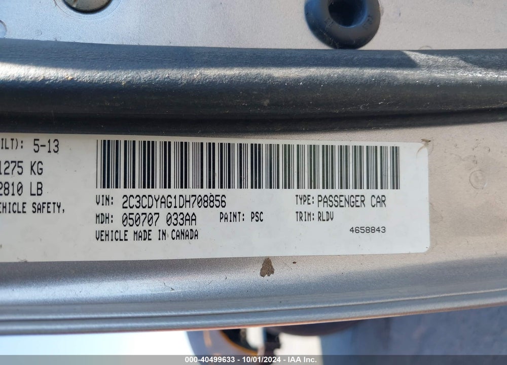 2013 DODGE CHALLENGER SXT PLUS VIN: 2C3CDYAG1DH708856