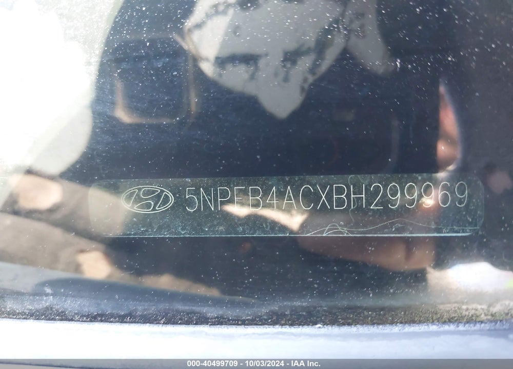 2011 HYUNDAI SONATA GLS VIN: 5NPEB4ACXBH299969