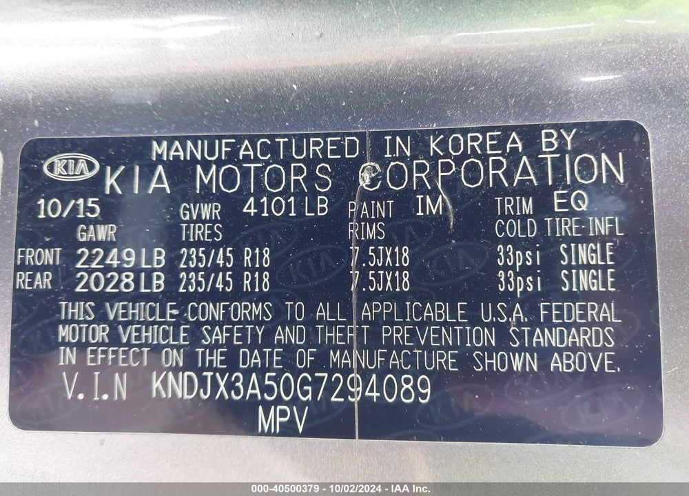 2016 KIA SOUL VIN: KNDJX3A50G7294089