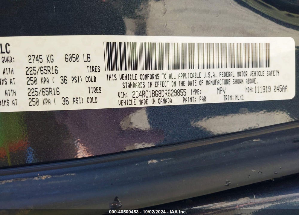 2013 CHRYSLER TOWN & COUNTRY TOURING VIN: 2C4RC1BG8DR629855