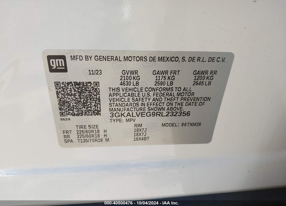 2024 GMC TERRAIN AWD SLT VIN: 3GKALVEG9RL232356