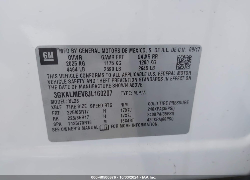 2018 GMC TERRAIN SLE VIN: 3GKALMEV8JL160207
