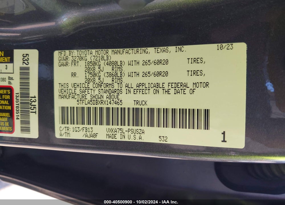 2024 TOYOTA TUNDRA SR5 VIN: 5TFLA5DBXRX147465
