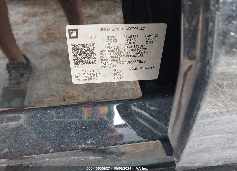 2018 CHEVROLET TAHOE LT VIN: 1GNSCBKC4JR153858