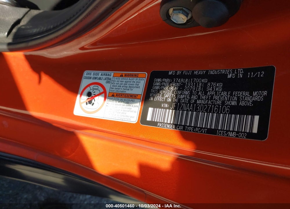 2013 SCION FR-S VIN: JF1ZNAA13D2716106