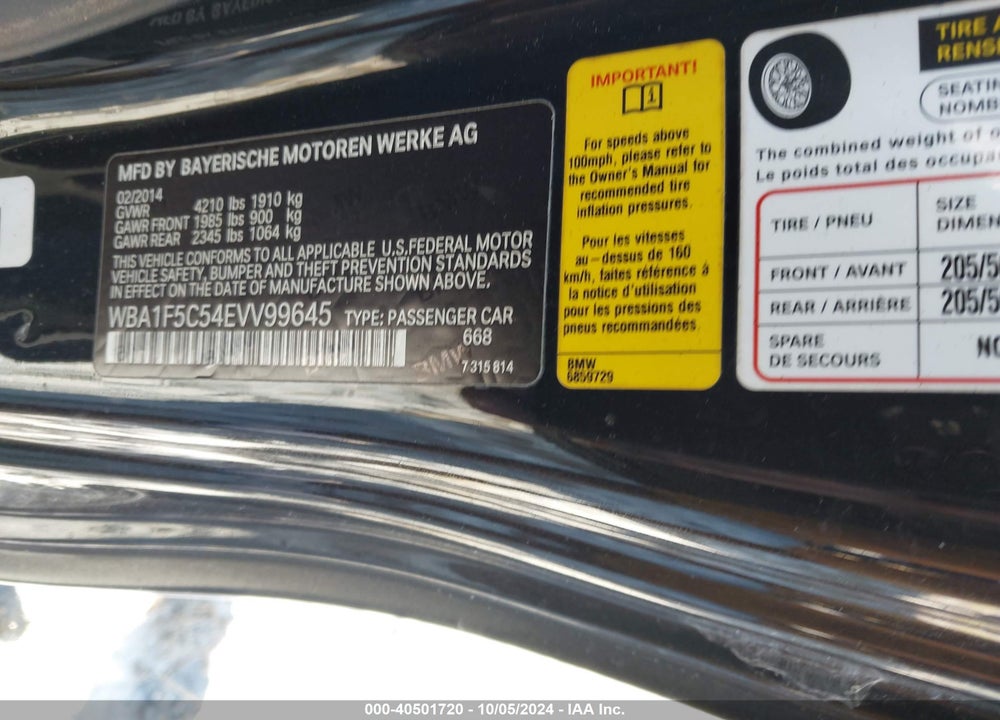 2014 BMW 228I VIN: WBA1F5C54EVV99645