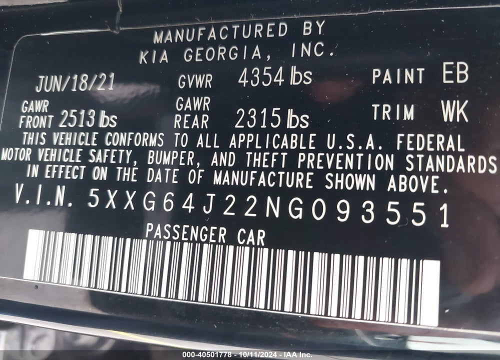 2022 KIA K5 GT LINE VIN: 5XXG64J22NG093551