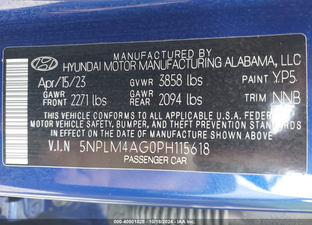 2023 HYUNDAI ELANTRA VIN: 5NPLM4AG0PH115618