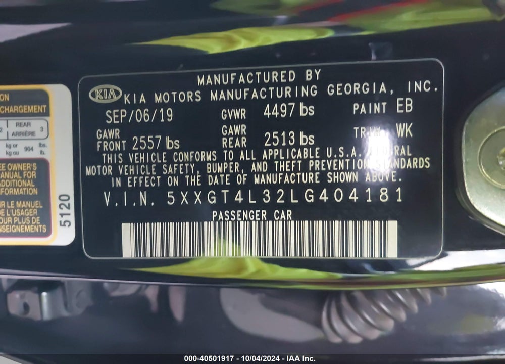 2020 KIA OPTIMA LX VIN: 5XXGT4L32LG404181