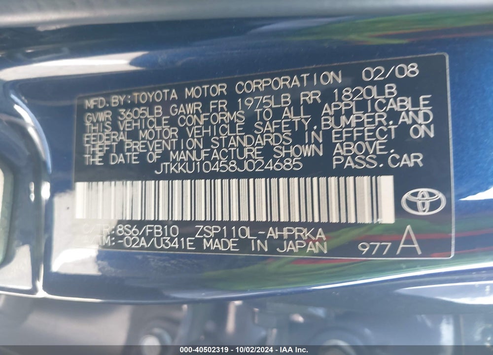 2008 SCION XD VIN: JTKKU10458J024685