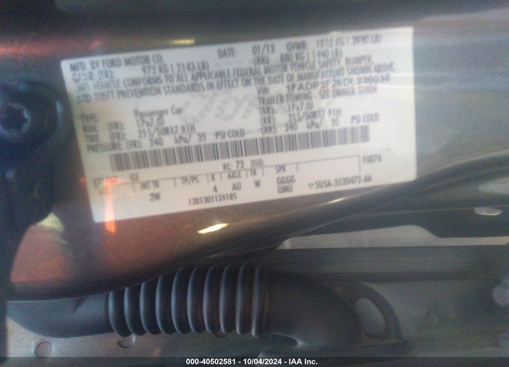 2013 FORD FOCUS SE VIN: 1FADP3F26DL236038