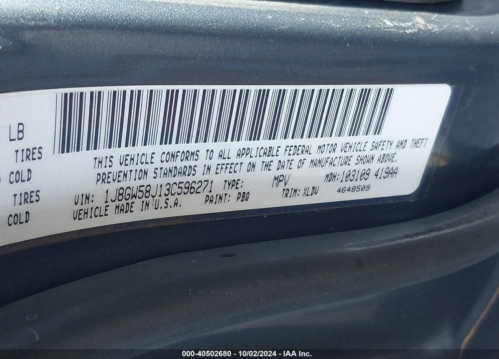 2003 JEEP GRAND CHEROKEE LIMITED VIN: 1J8GW58J13C596271