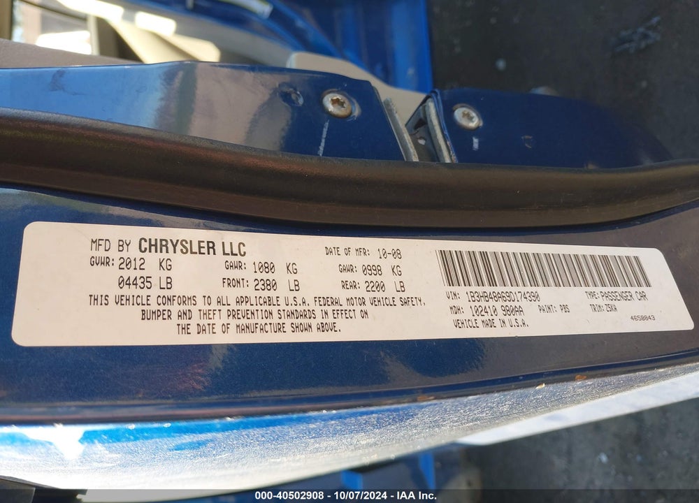 2009 DODGE CALIBER SXT VIN: 1B3HB48A69D174390