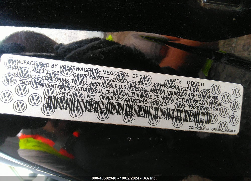 2011 VOLKSWAGEN JETTA 2.5L SE VIN: 3VWDZ7AJ3BM309823
