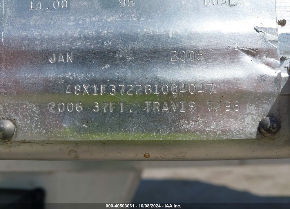 2006 TRAVIS BODY & TRAILER TRAILER VIN: 48X1F372261004047