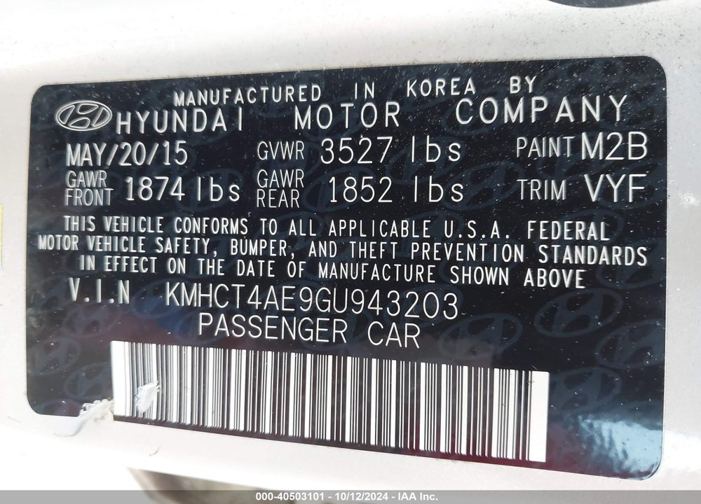 2016 HYUNDAI ACCENT SE VIN: KMHCT4AE9GU943203