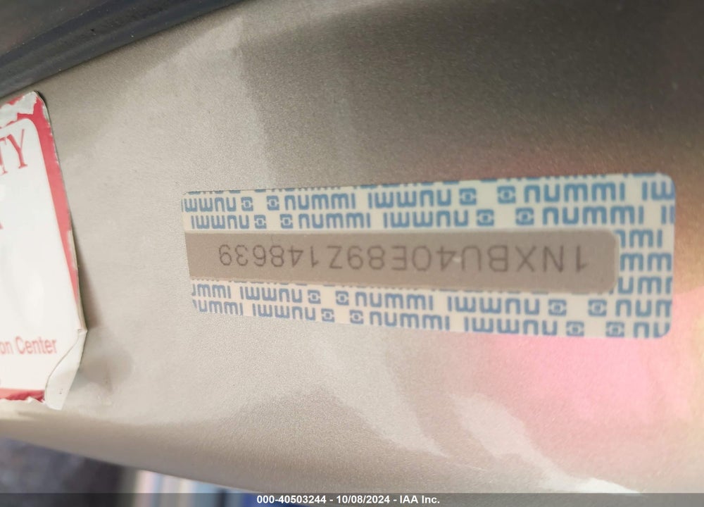 2009 TOYOTA COROLLA LE VIN: 1NXBU40E89Z148639