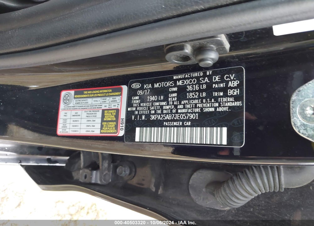 2018 KIA RIO LX VIN: 3KPA25AB7JE057901
