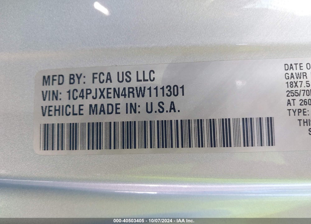 2024 JEEP WRANGLER 4-DOOR SAHARA 4X4 VIN: 1C4PJXEN4RW111301