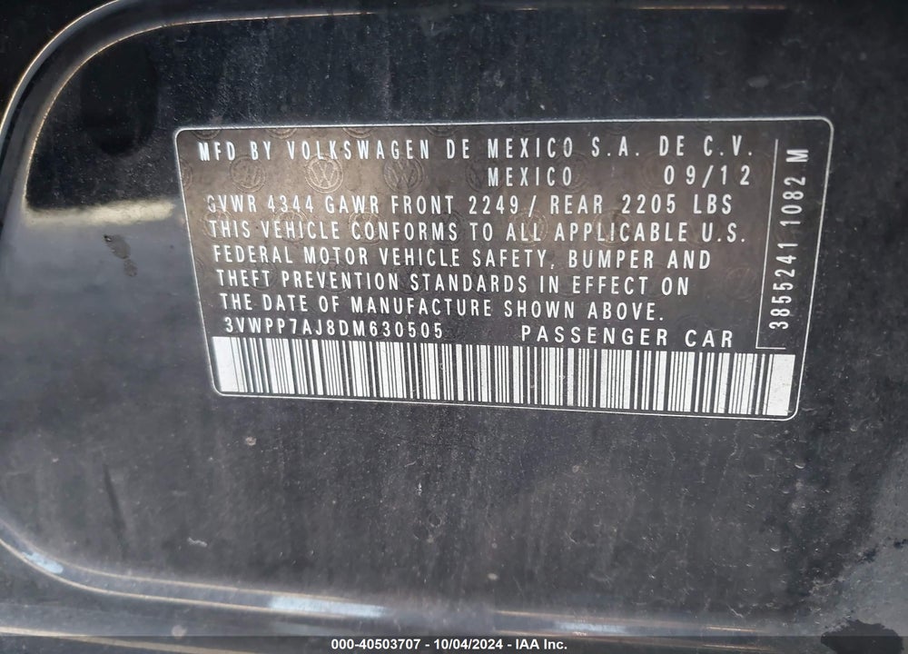 2013 VOLKSWAGEN JETTA SPORTWAGEN 2.5L SE VIN: 3VWPP7AJ8DM630505