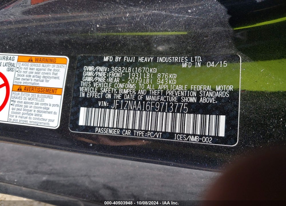 2015 SCION FR-S VIN: JF1ZNAA16F9713775