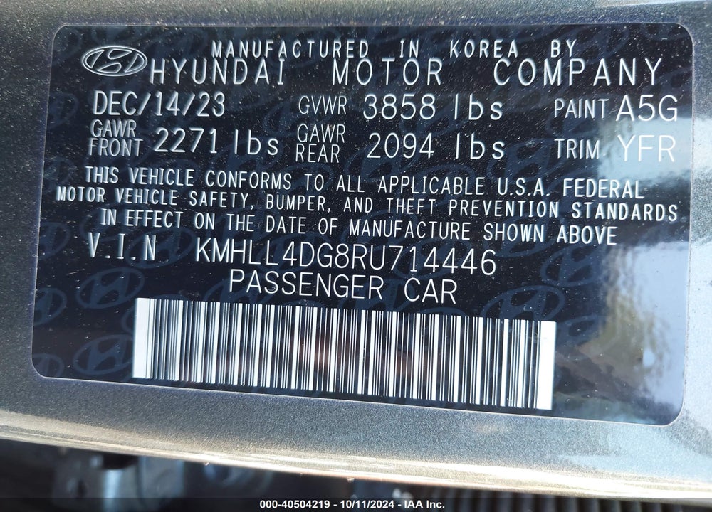 2024 HYUNDAI ELANTRA SE VIN: KMHLL4DG8RU714446
