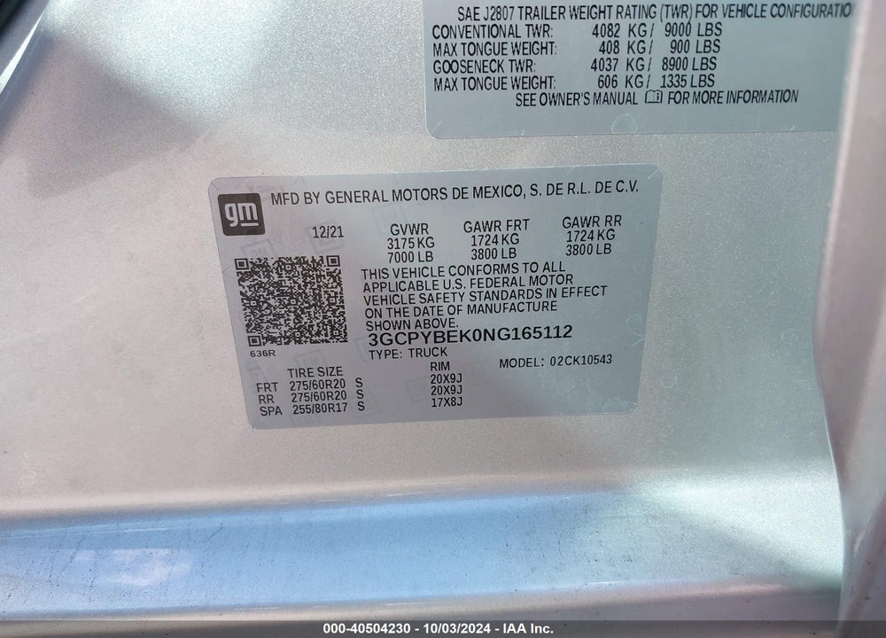 2022 CHEVROLET SILVERADO 1500 LTD 4WD SHORT BED CUSTOM VIN: 3GCPYBEK0NG165112