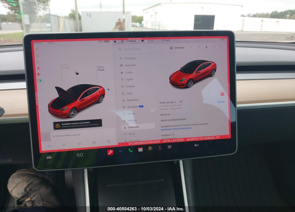 2018 TESLA MODEL 3 LONG RANGE/PERFORMANCE VIN: 5YJ3E1EB0JF054593
