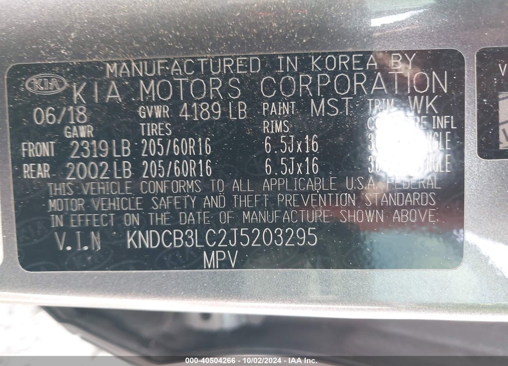 2018 KIA NIRO LX VIN: KNDCB3LC2J5203295