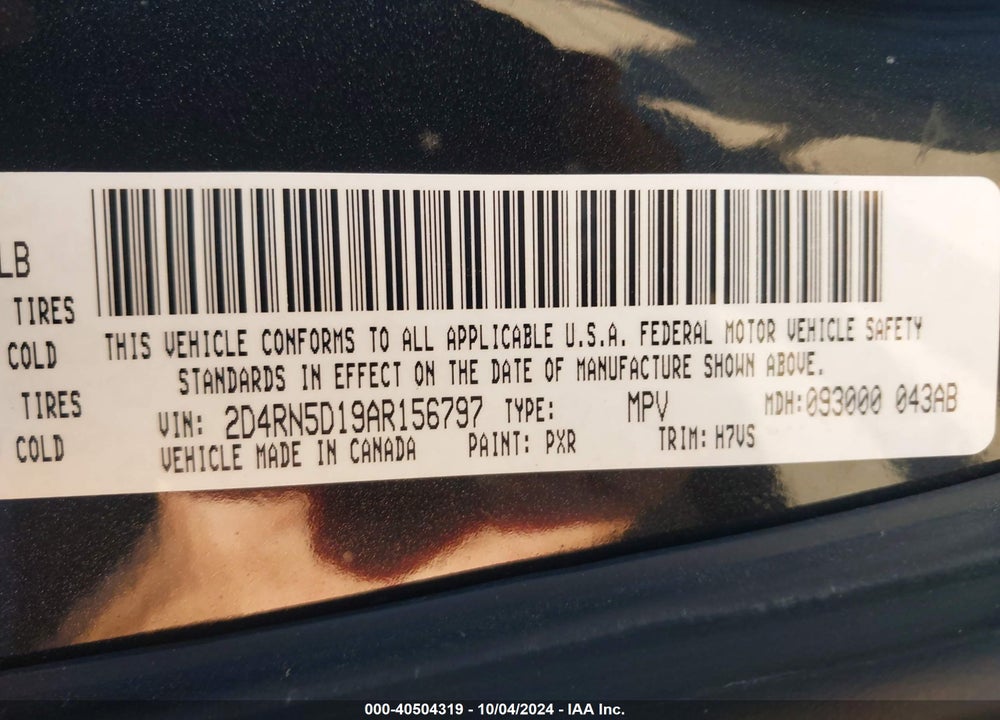 2010 DODGE GRAND CARAVAN SXT VIN: 2D4RN5D19AR156797