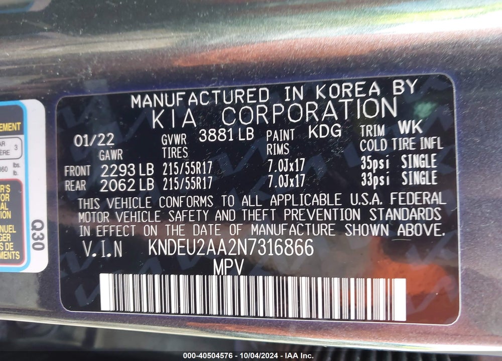 2022 KIA SELTOS S VIN: KNDEU2AA2N7316866
