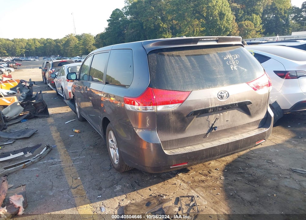 2012 TOYOTA SIENNA BASE V6 7 PASSENGER VIN: 5TDZK3DC6CS184529