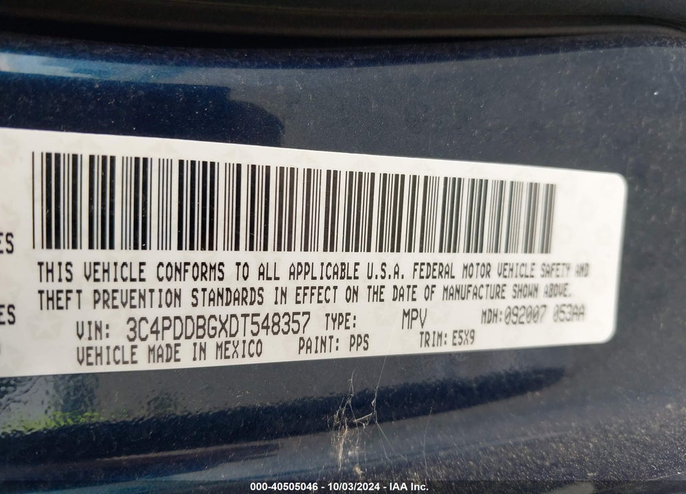 2013 DODGE JOURNEY SXT VIN: 3C4PDDBGXDT548357
