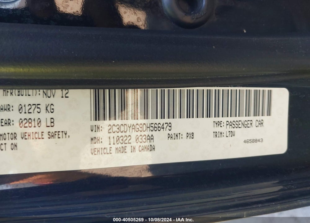 2013 DODGE CHALLENGER SXT VIN: 2C3CDYAG9DH566479