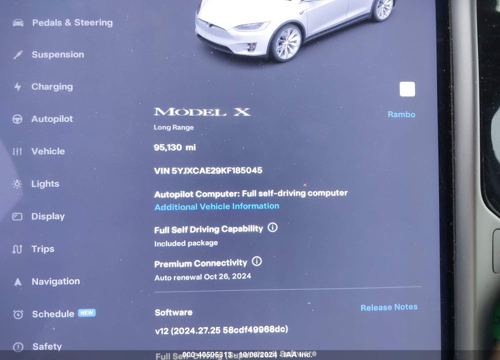 2019 TESLA MODEL X 100D/75D/LONG RANGE VIN: 5YJXCAE29KF185045
