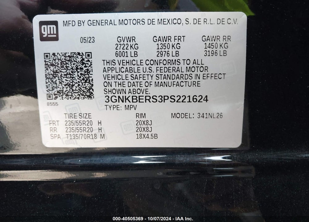 2023 CHEVROLET BLAZER FWD RS VIN: 3GNKBERS3PS221624