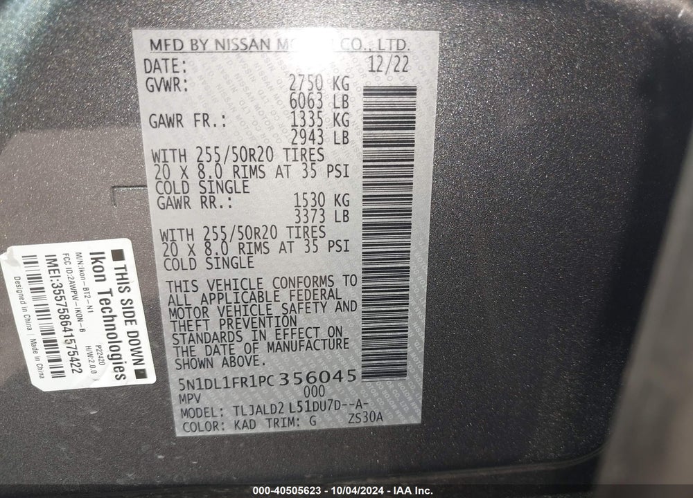 2023 INFINITI QX60 LUXE VIN: 5N1DL1FR1PC356045