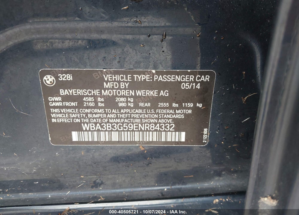 2014 BMW 328I XDRIVE VIN: WBA3B3G59ENR84332