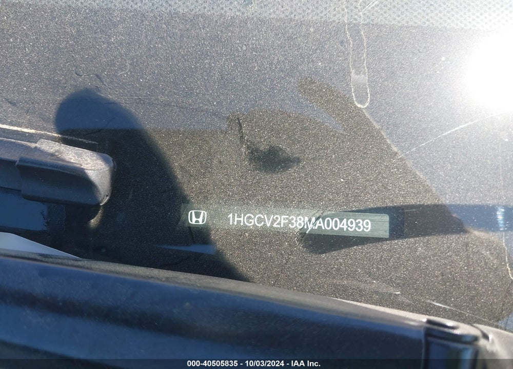 2021 HONDA ACCORD SPORT 2.0T VIN: 1HGCV2F38MA004939