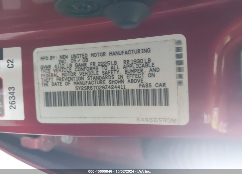 2009 PONTIAC VIBE GT VIN: 5Y2SR67029Z424411