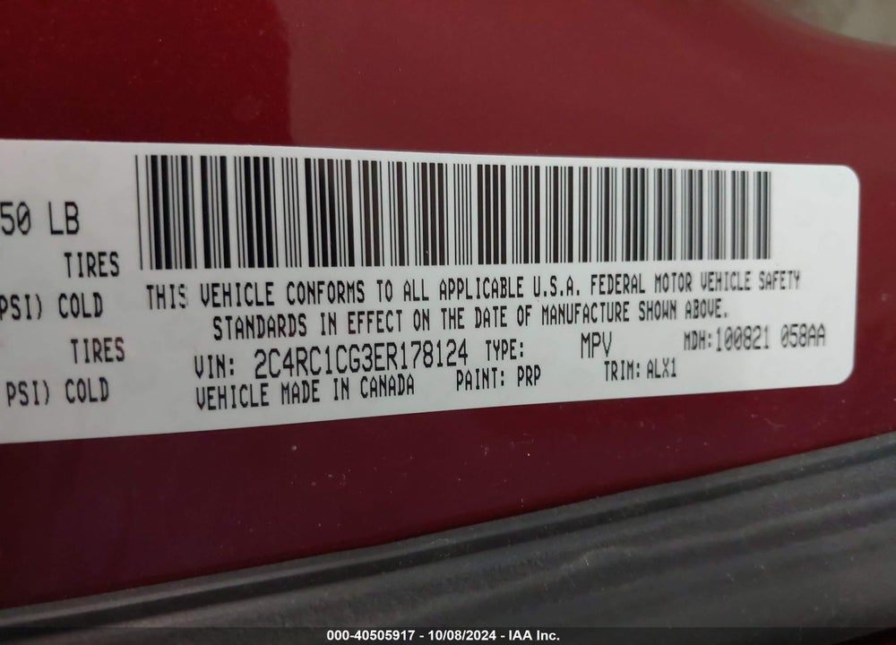 2014 CHRYSLER TOWN & COUNTRY TOURING-L VIN: 2C4RC1CG3ER178124