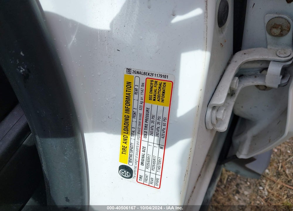 2015 CHEVROLET EQUINOX 1LT VIN: 2GNALBEK2F1179101