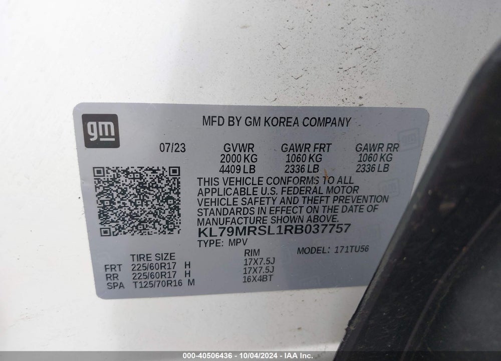2024 CHEVROLET TRAILBLAZER AWD LT VIN: KL79MRSL1RB037757