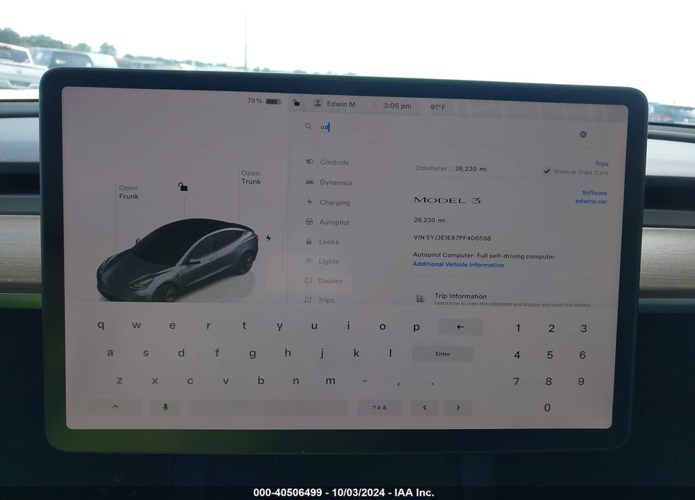2023 TESLA MODEL 3 REAR-WHEEL DRIVE VIN: 5YJ3E1EA7PF406598