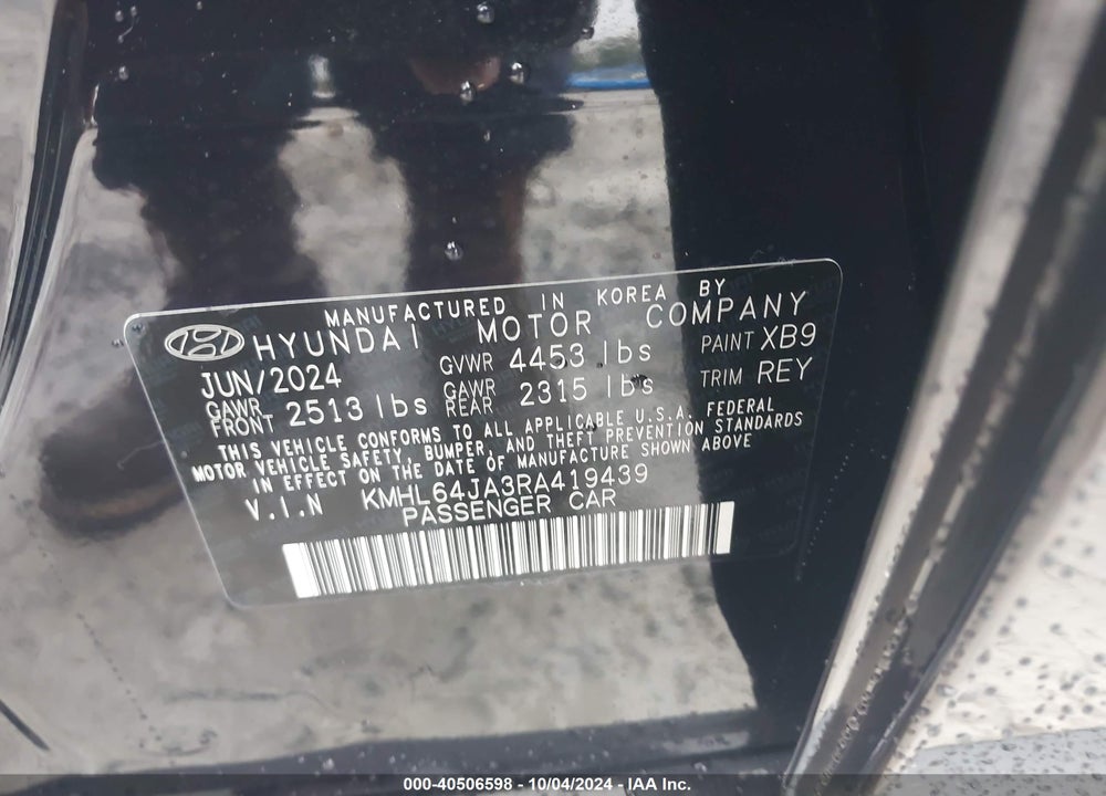 2024 HYUNDAI SONATA SEL VIN: KMHL64JA3RA419439