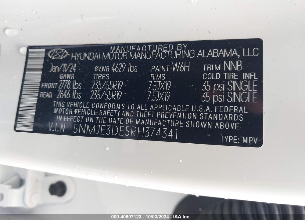 2024 HYUNDAI TUCSON LIMITED VIN: 5NMJE3DE5RH374341