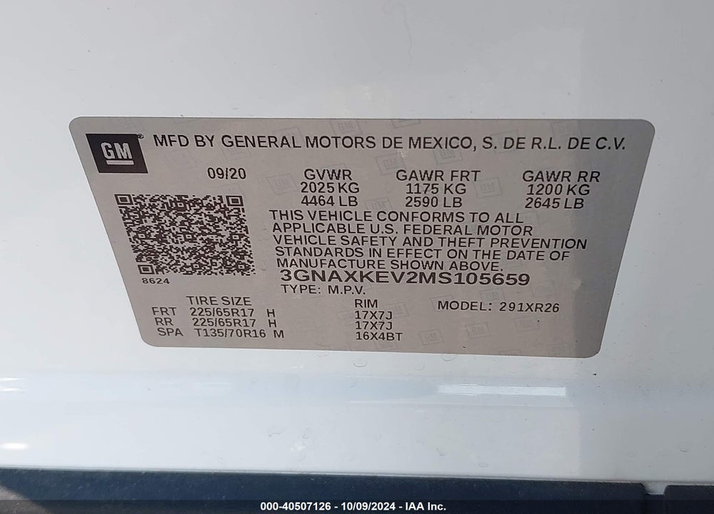 2021 CHEVROLET EQUINOX FWD LT VIN: 3GNAXKEV2MS105659